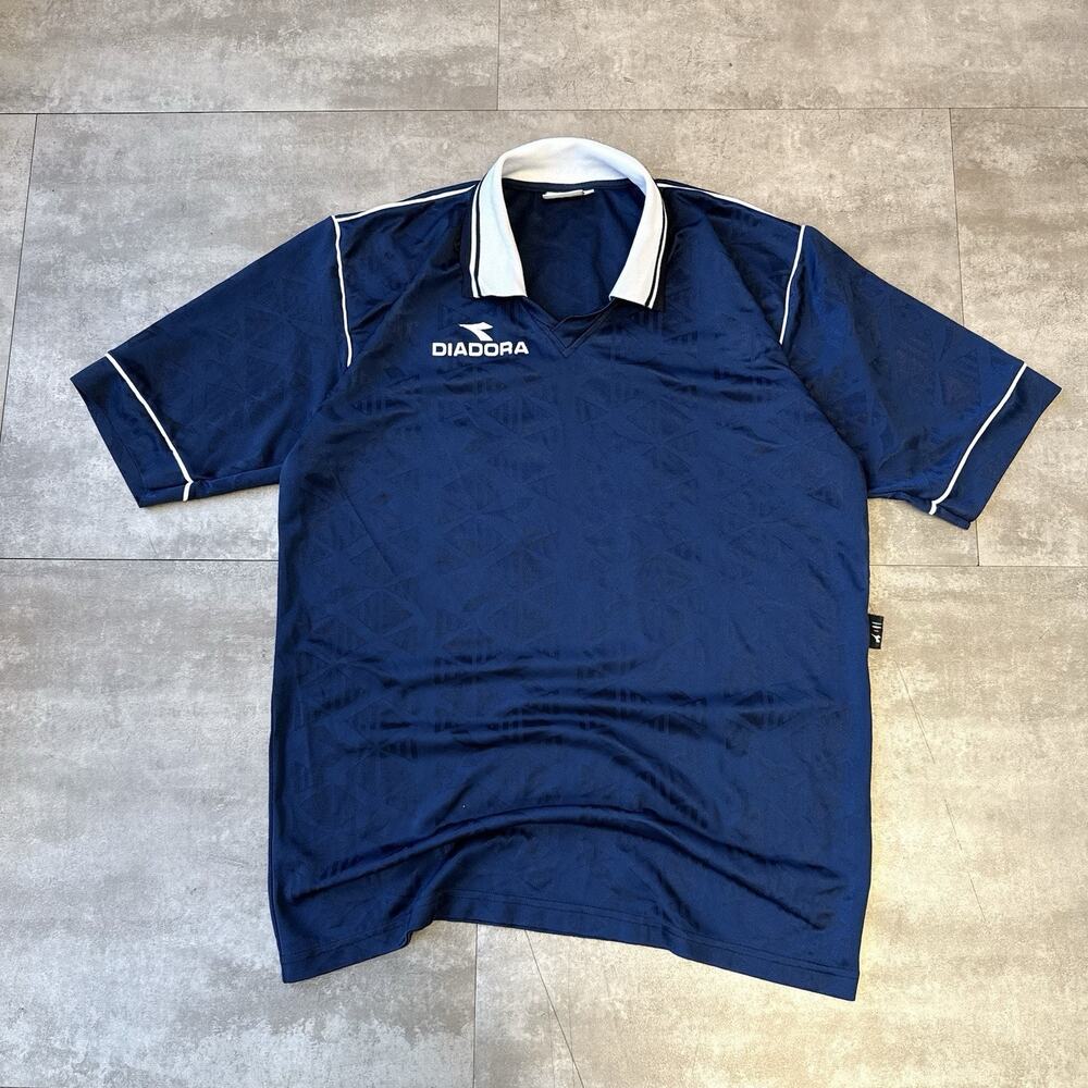 Vintage 90S Italy Diadora Template Soccer Jersey Men's Size XL Blue White Retro